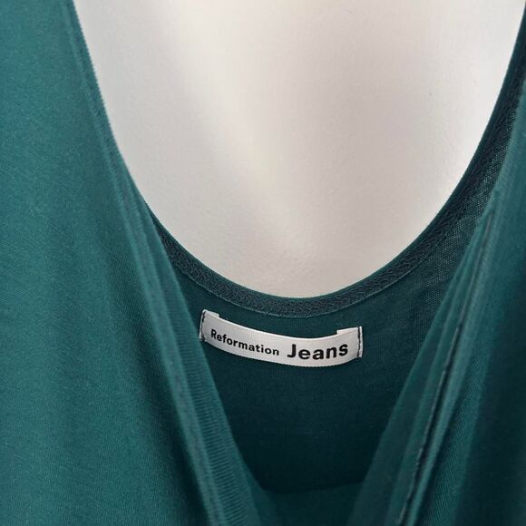 Reformation Rou Emerald Knit Midi Dress Fit & Flare Sustainable It-Girl Style S - Picture 4 of 8